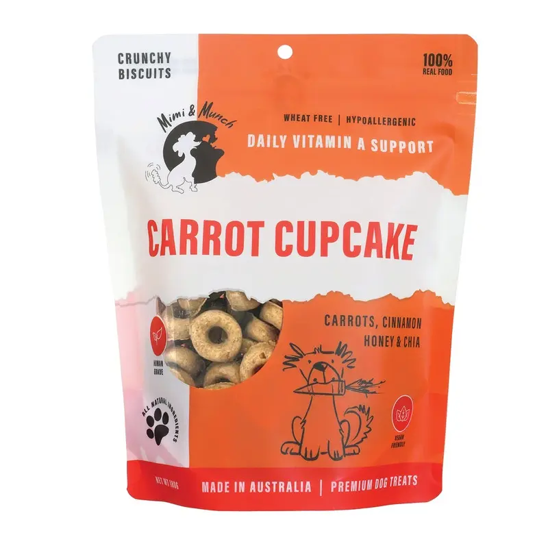 Mimi and Munch Wheat Free Carrot Cupcake Dog Biscuit Treats 180g :->>