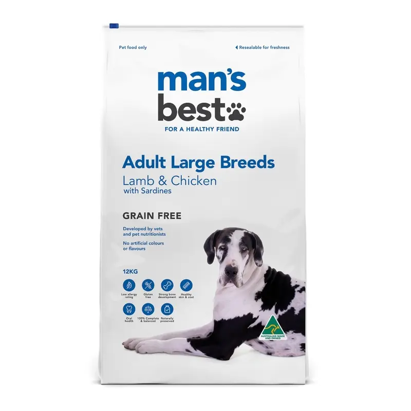 Mans Best Adult Large Breed Premium Grain Free Dry Dog Food 12kg :->>