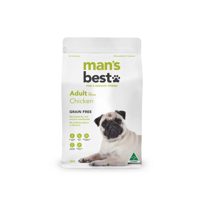 Mans Best Adult Premium Grain Free Chicken Dry Dog Food 2kg :->>