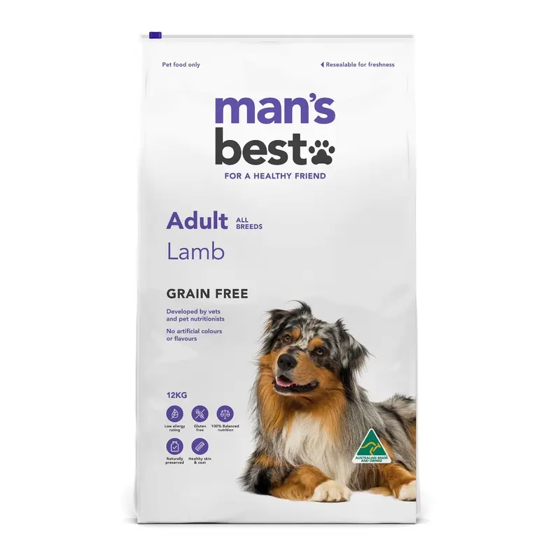 Mans Best Adult Premium Grain Free Lamb Dry Dog Food 12kg :->>