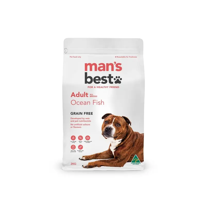 Mans Best Adult Premium Grain Free Ocean Fish Dry Dog Food 2kg :->>