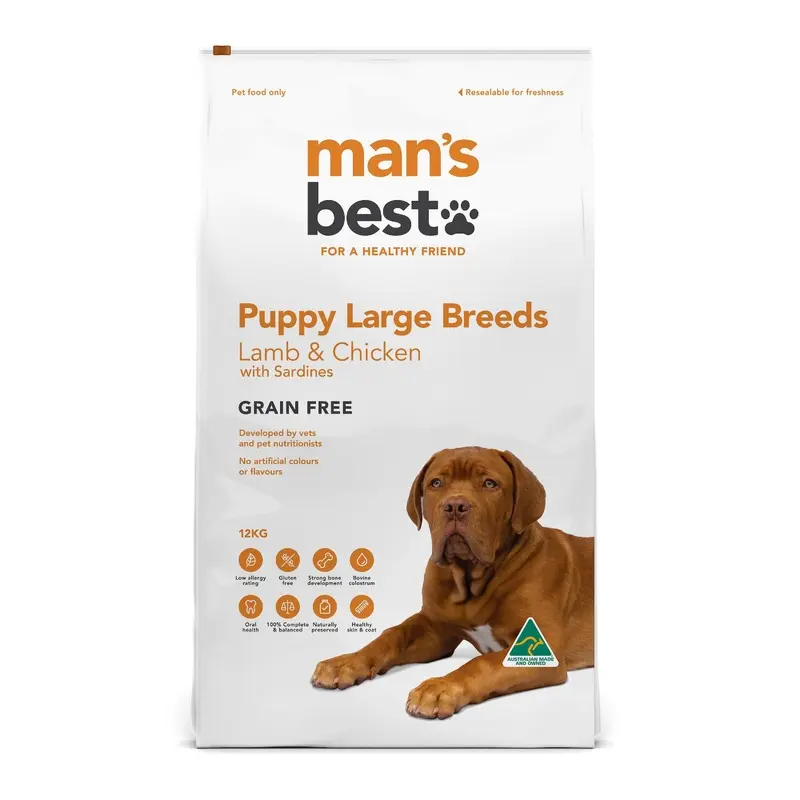 Mans Best Puppy Large Breed Premium Grain Free Dry Food 12kg :->>