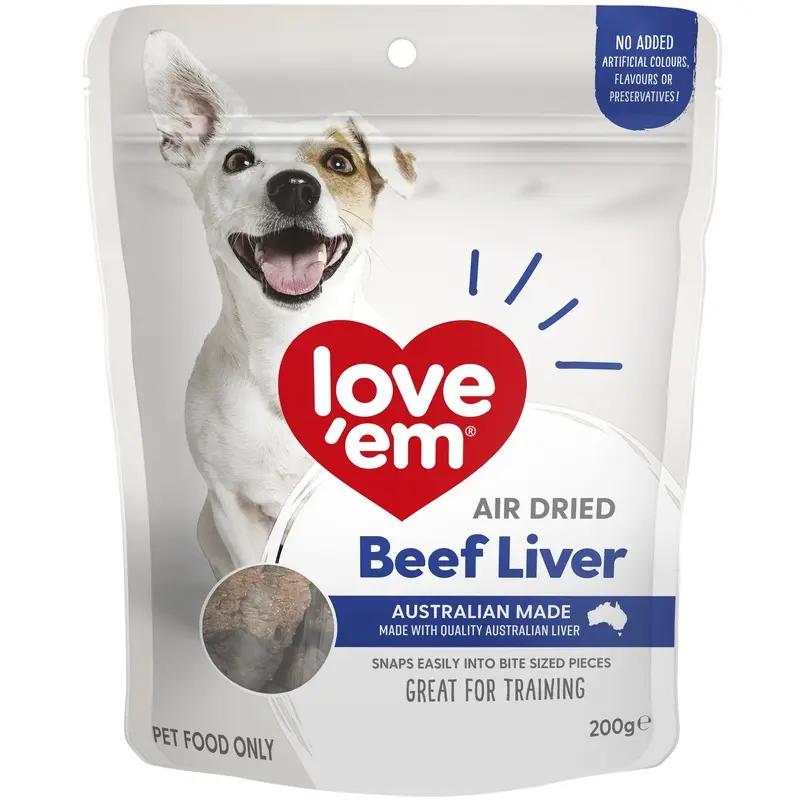 Love Em Air Dried Beef Liver Dog Treats 200g