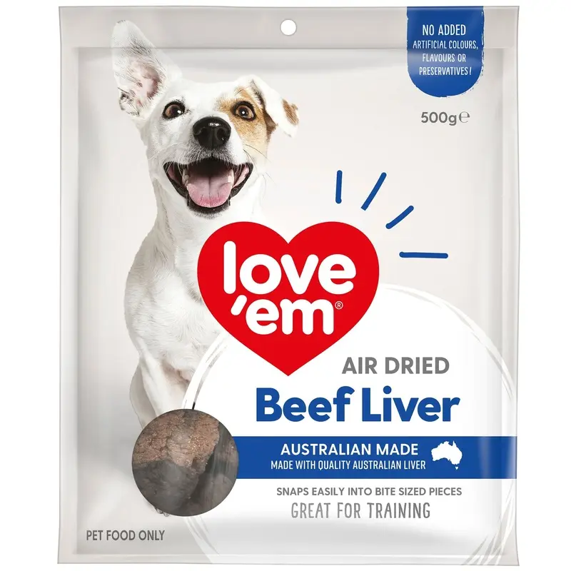 Love Em Air Dried Beef Liver Dog Treats 500g