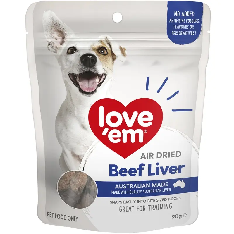 Love Em Air Dried Beef Liver Dog Treats 90g