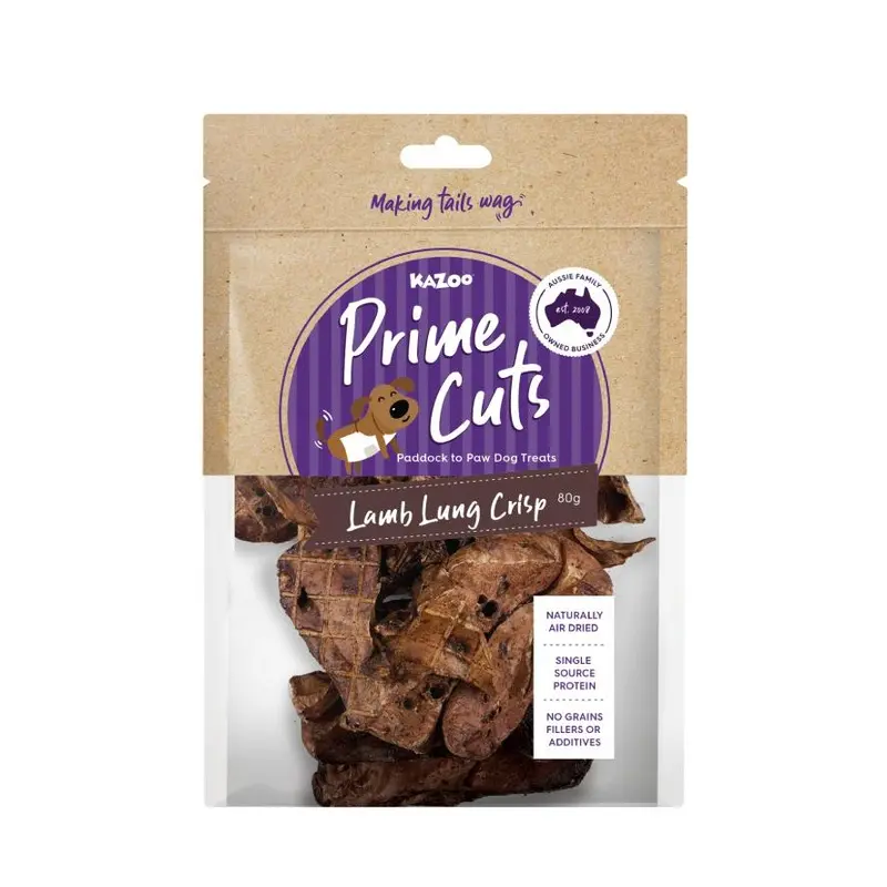 Kazoo Prime Cuts Lamb Lung Crisps Dog Treats 80g