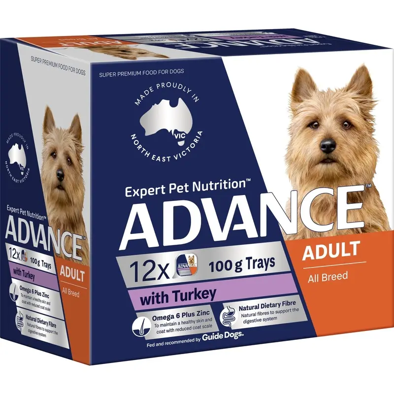 Advance Turkey All Breed Adult Dog Wet Food 100g x 12 :->>