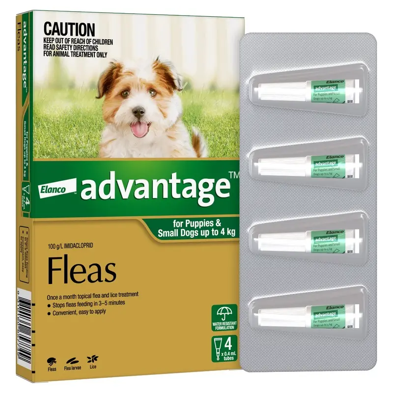 Advantage Flea Treatment for Dogs 0-4kg Green 4 Pack :->>