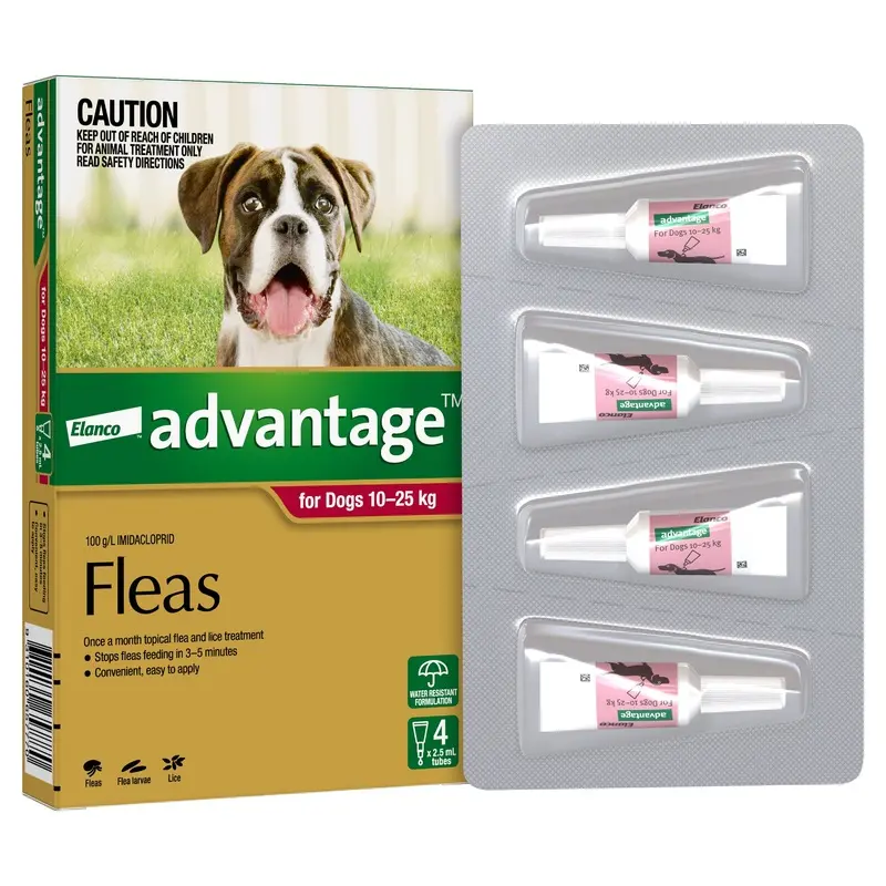 Advantage Flea Treatment for Dogs 10-25kg Red 4 Pack :->>