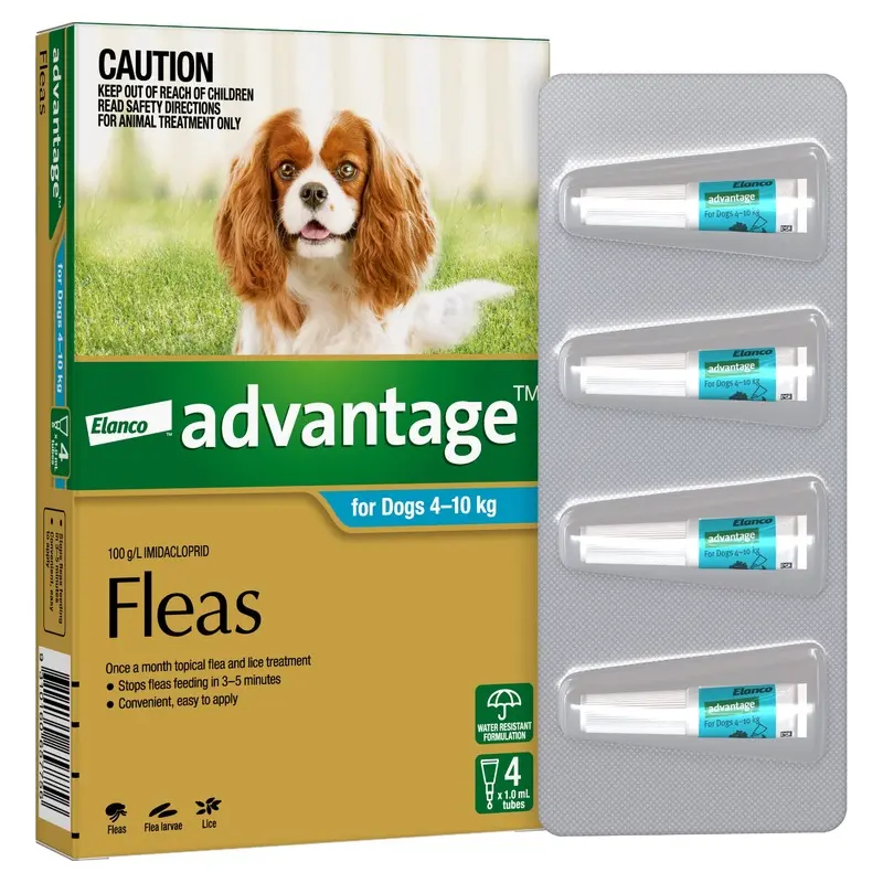 Advantage Flea Treatment for Dogs 4-10kg Aqua 4 Pack :->>