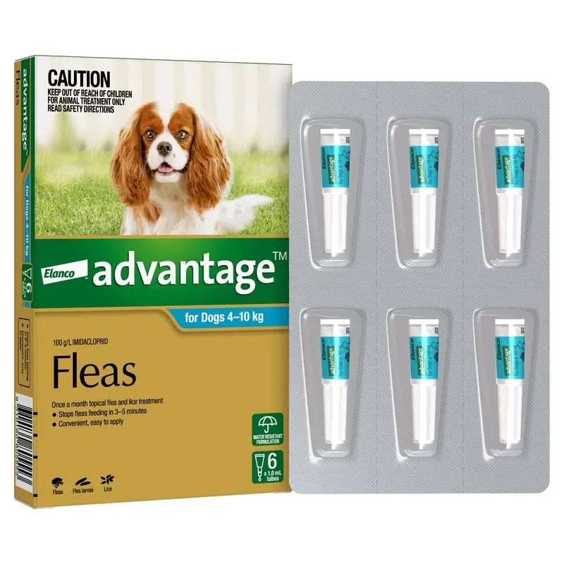 Advantage Flea Treatment for Dogs 4-10kg Aqua 6 Pack :->>