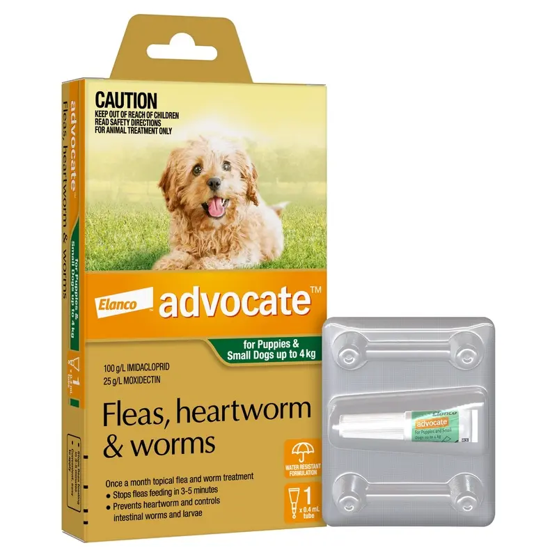 Advocate Flea Heartworm and Worm Treatment for Dogs 0-4kg Green 1 Pack :->>