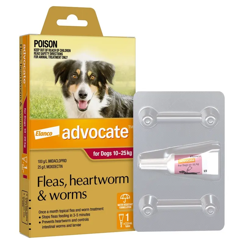 Advocate Flea Heartworm and Worm Treatment for Dogs 10-25kg Red 1 Pack :->>