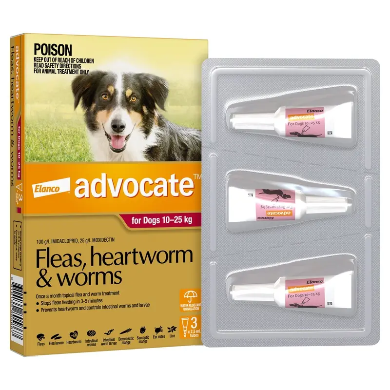 Advocate Flea Heartworm and Worm Treatment for Dogs 10-25kg Red 3 Pack :->>