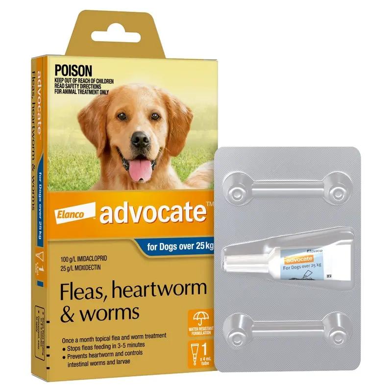 Advocate Flea Heartworm and Worm Treatment for Dogs 25kg Blue 1 Pack :->>