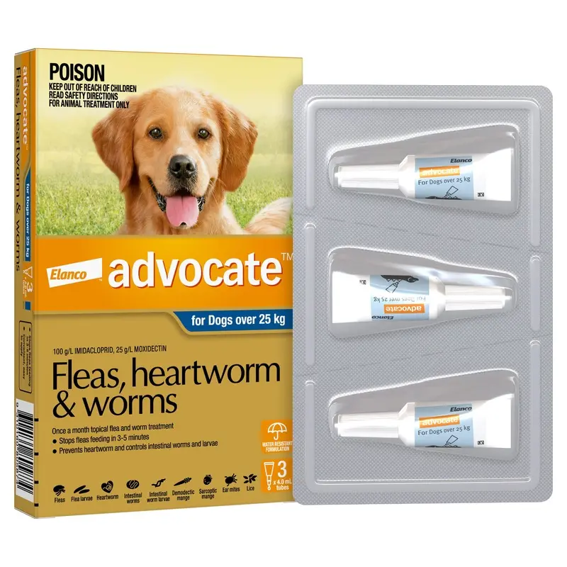 Advocate Flea Heartworm and Worm Treatment for Dogs 25kg Blue 3 Pack :->>