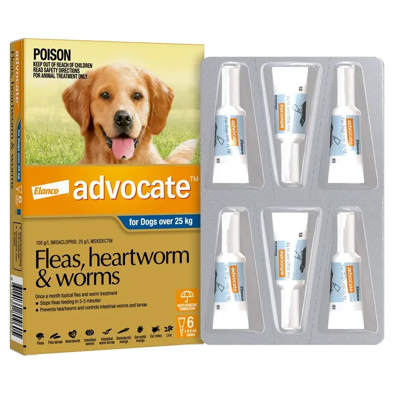 Advocate Flea Heartworm and Worm Treatment for Dogs 25kg Blue 6 Pack :->>