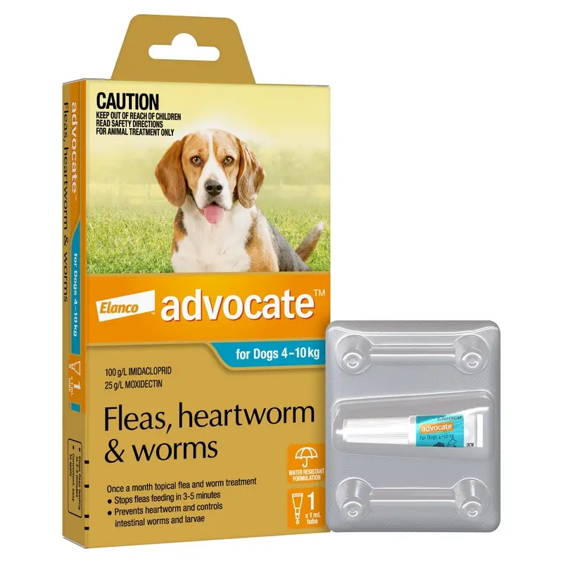 Advocate Flea Heartworm and Worm Treatment for Dogs 4-10kg Aqua 1 Pack :->>