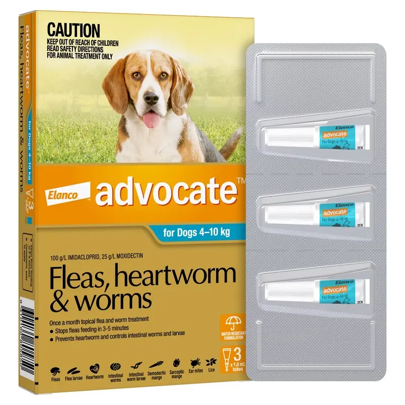 Advocate Flea Heartworm and Worm Treatment for Dogs 4-10kg Aqua 3 Pack :->>