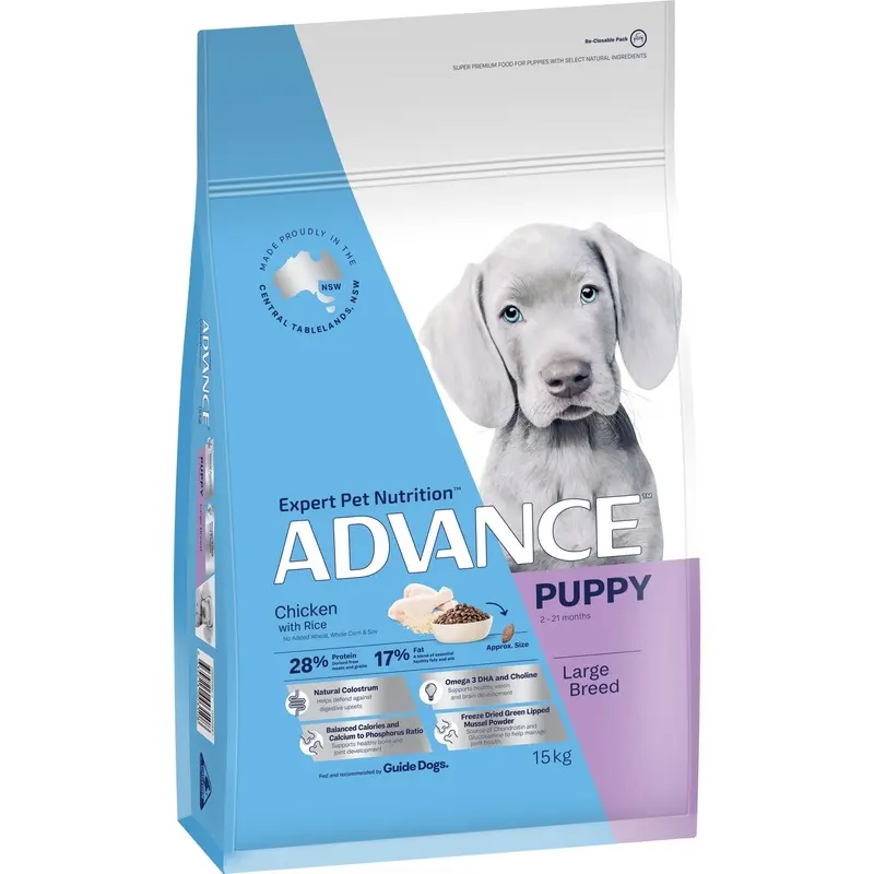 Advance Chicken and Rice Large Breed Puppy Dry Food 15kg :->>