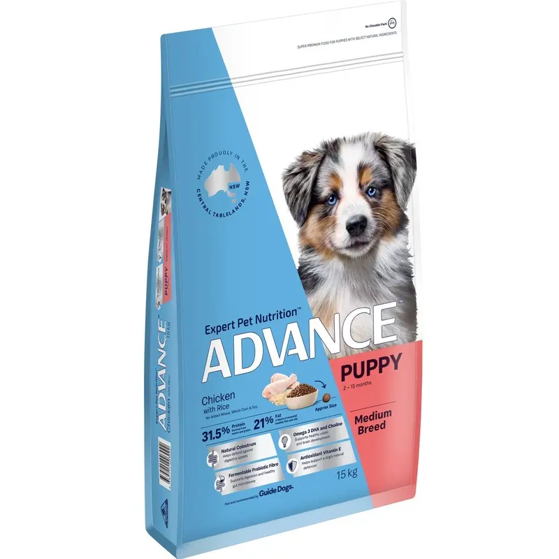 Advance Chicken and Rice Medium Breed Puppy Dry Food 15kg :->>