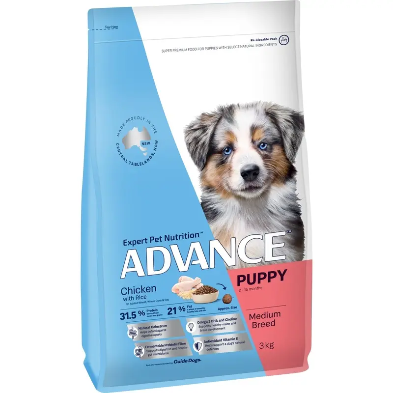 Advance Chicken and Rice Medium Breed Puppy Dry Food 3kg :->>