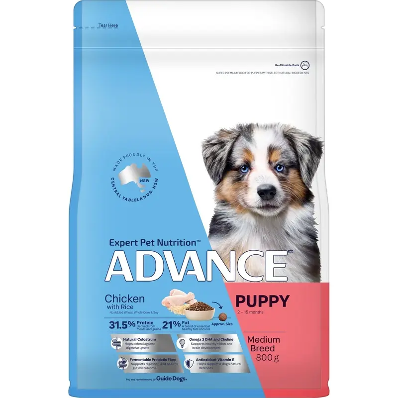 Advance Chicken and Rice Medium Breed Puppy Dry Food 800G :->>