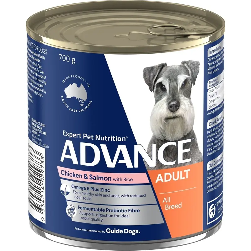 Advance Chicken and Salmon All Breed Adult Dog Wet Food 700g :->>