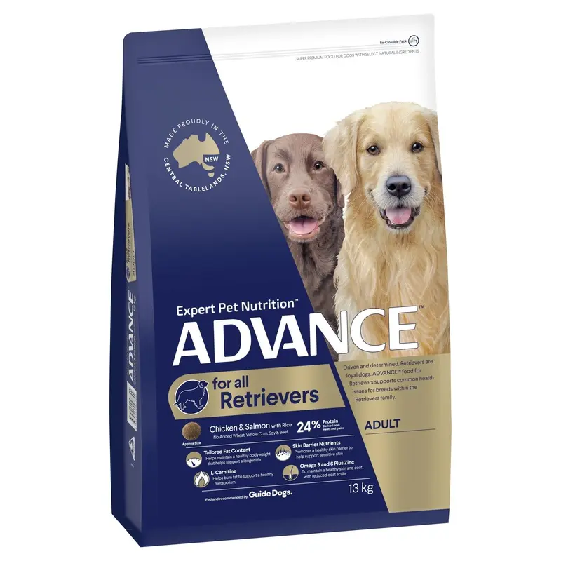 Advance Chicken and Salmon Retrievers Adult Dog Dry Food 13kg :->>