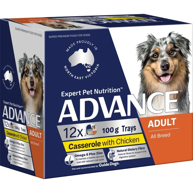 Advance Casserole with Chicken All Breed Adult Dog Wet Food 100g x 12 :->>