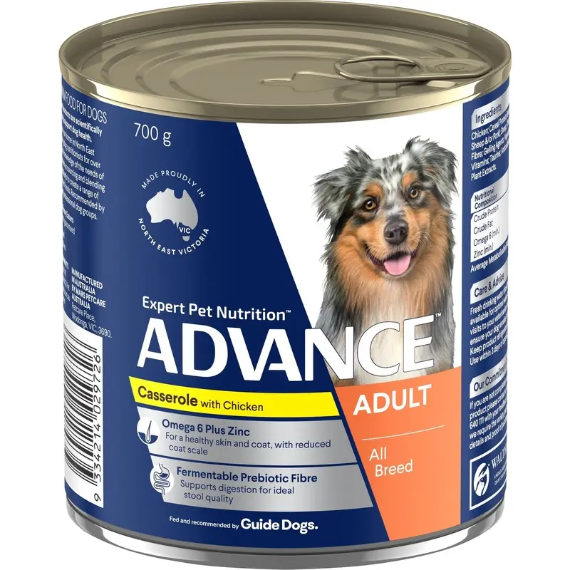 Advance Casserole with Chicken All Breed Adult Dog Wet Food 700g :->>