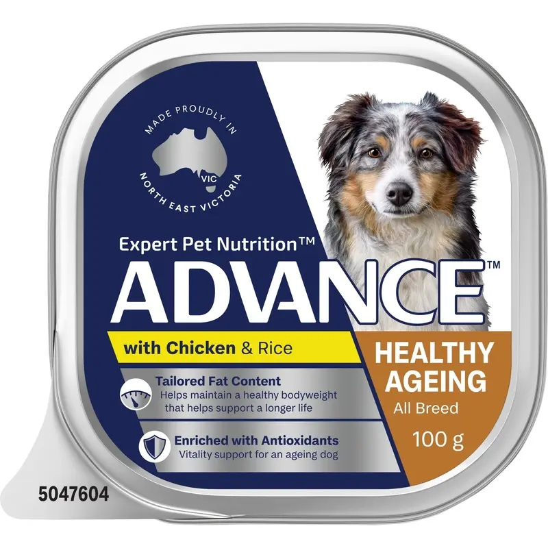 Advance Chicken and Rice Healthy Ageing All Breed Mature Dog Wet Food 100g :->>
