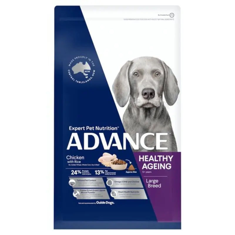 Advance Chicken and Rice Healthy Ageing Large Breed Mature Dog Dry Food 15kg :->>
