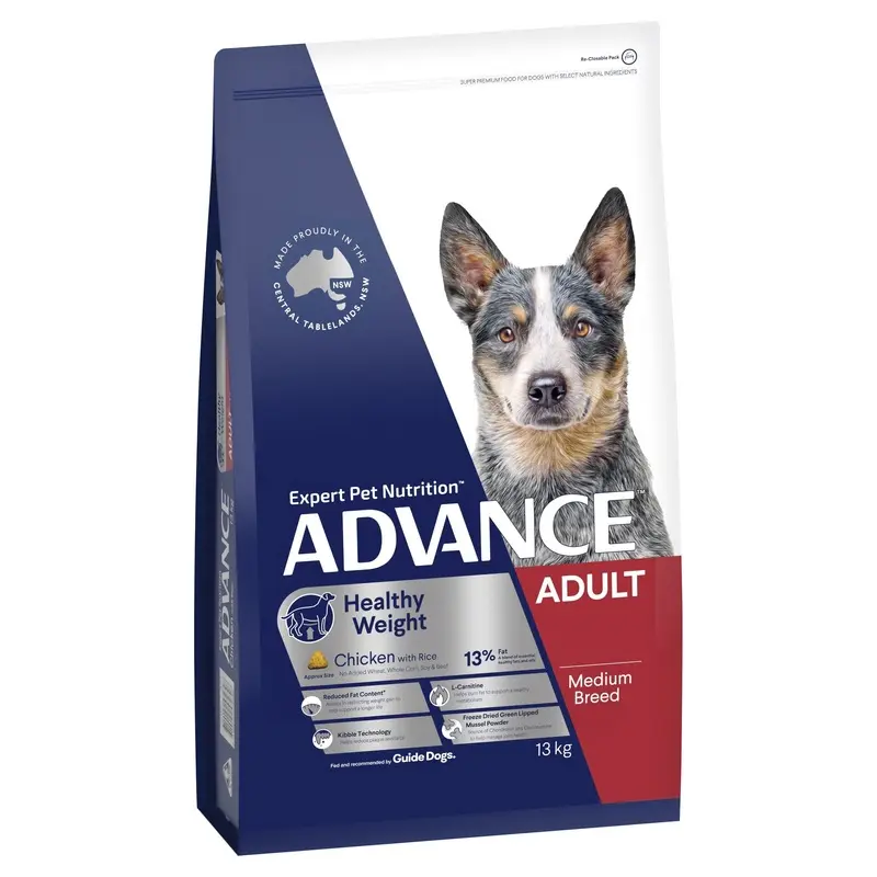 Advance Chicken and Rice Healthy Weight Medium Breed Adult Dog Dry Food 13kg :->>
