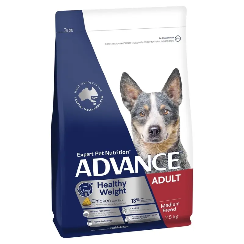 Advance Chicken and Rice Healthy Weight Medium Breed Adult Dog Dry Food 2.5kg :->>
