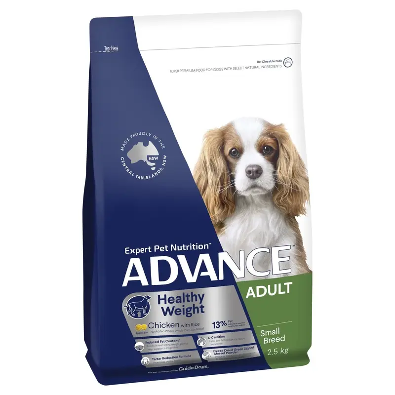 Advance Chicken and Rice Healthy Weight Small Breed Adult Dog Dry Food 2.5kg :->>