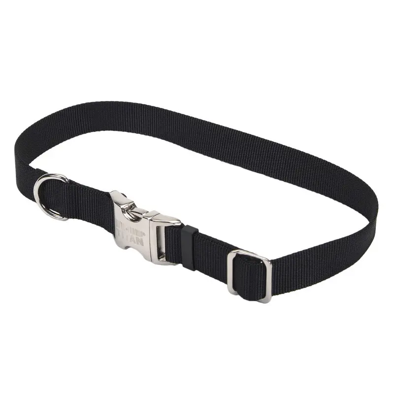 Coastal Adjustable Nylon Collar With Titan Metal Buckle Black 3/4x14-20in 