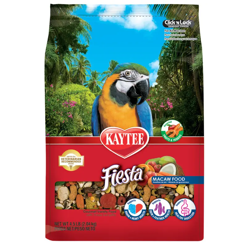 Kaytee Fiesta Macaw Bird Food 4.5 lb, Fortified Gourmet Diet