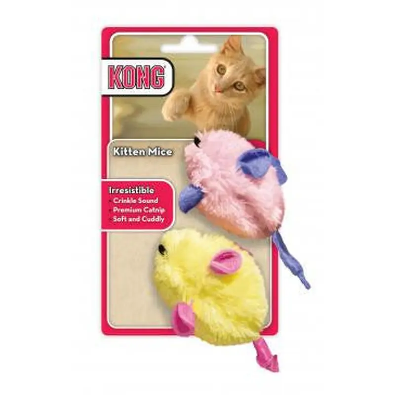 KONG Kitten Plush Catnip Mice Toy Assorted One Size 2 Pack