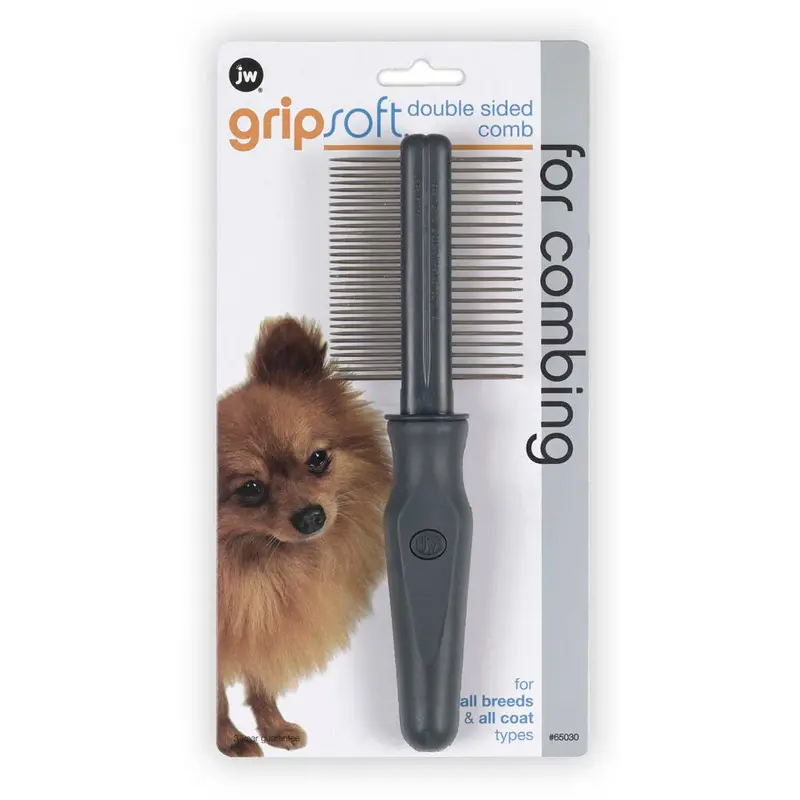 JW Pet Double Sided Comb Grey, Yellow One Size