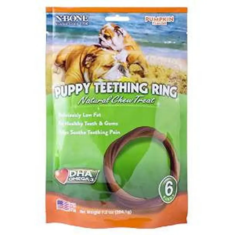 N-Bone Puppy Teething Ring Pumpkin Flavor 6 Pack 