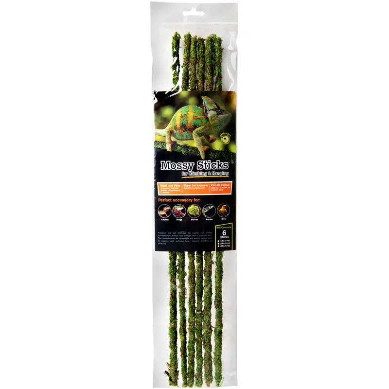 Galapagos Mossy Sticks Terrarium Ornament Fresh Green 18 in 6 Count