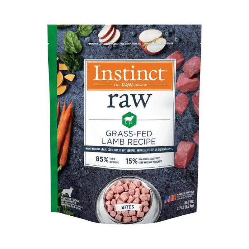 Instinct Frozen Raw Bites GF Grass-Fed Lamb Recipe Dog Food 2.7 lb SD-5