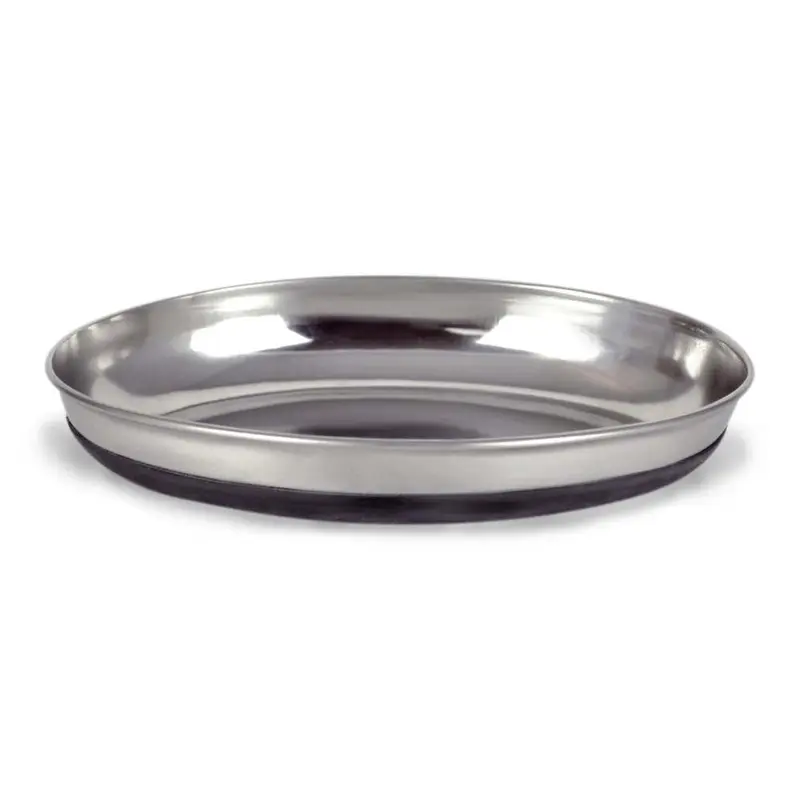 OurPets Rubber Bonded Bottom Oval Cat Bowl Silver (DD)