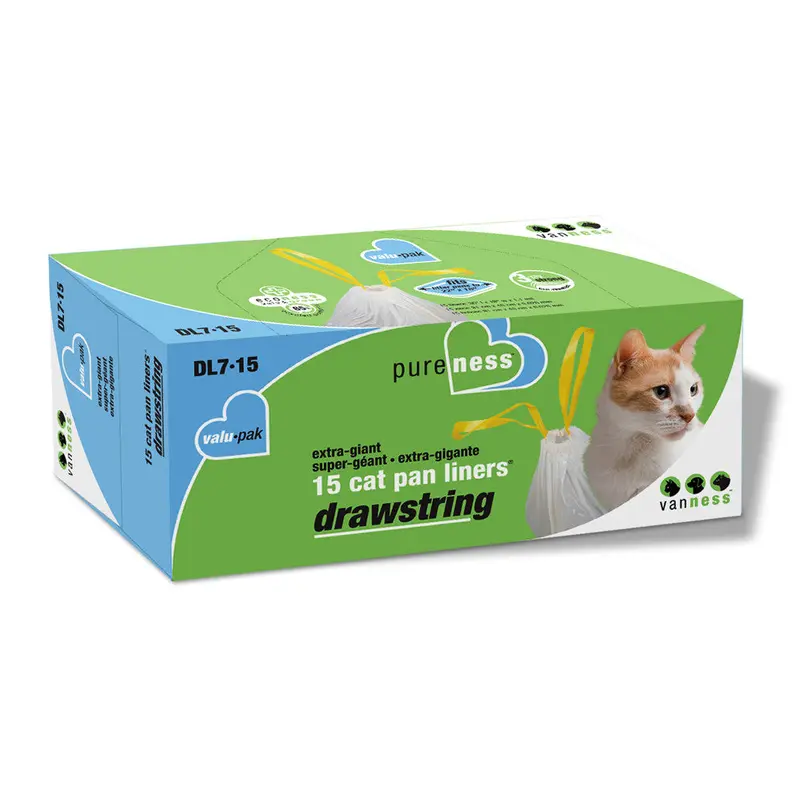 Van Ness Plastics Drawstring Cat Pan Liner White Extra-Giant 15ct