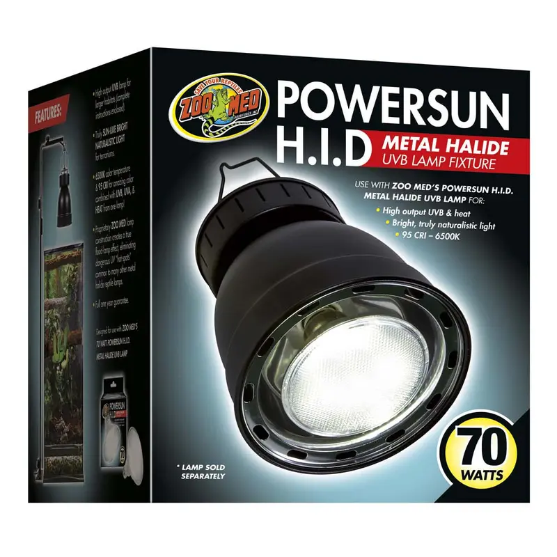 Zoo Med PowerSun H.I.D. Metal Halide UVB Lamp Fixture Black 7.5 in
