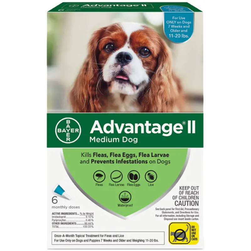 Advantage Ii Dog Medium 11-20lb Teal 6 Pack