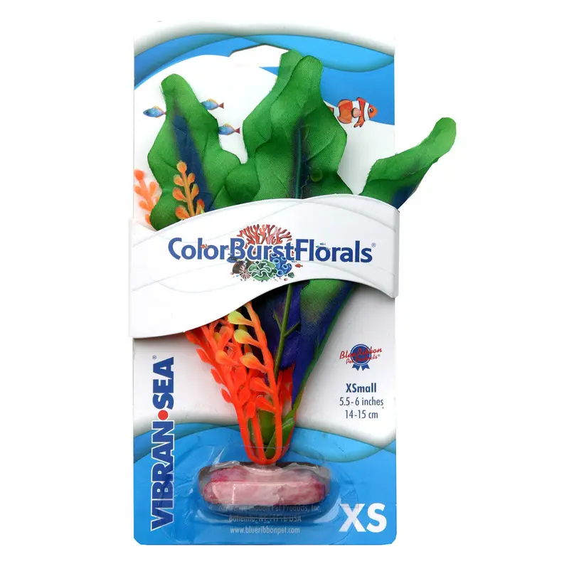 Blue Ribbon Colorburst Florals Waffle Leaf Aquarium Plant Green XS