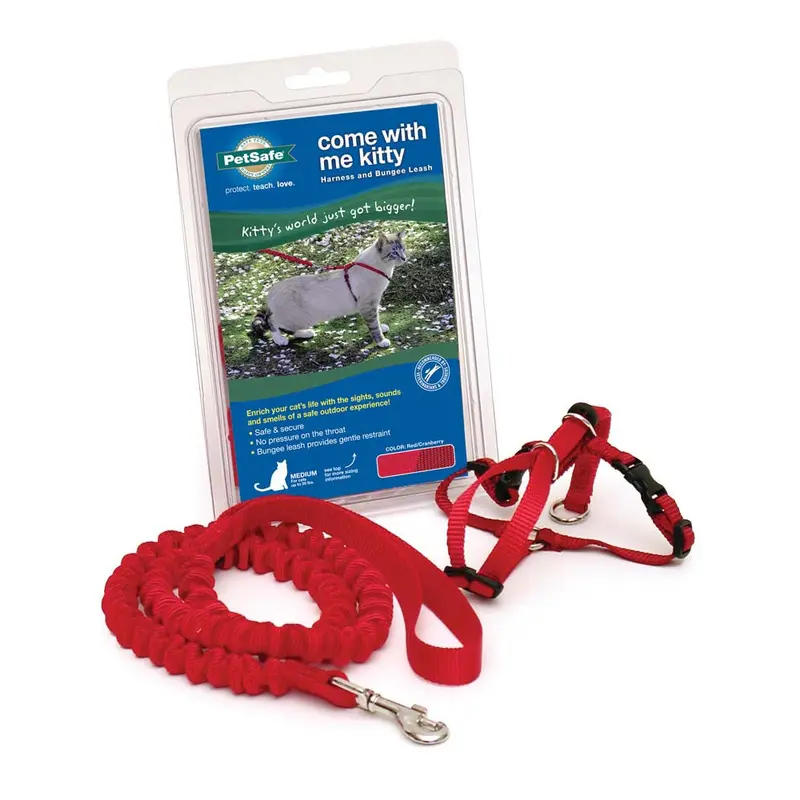 PetSafe Premier Come With Me Kitty Harness & Bungee Leash Combo Red/Cranberry LG