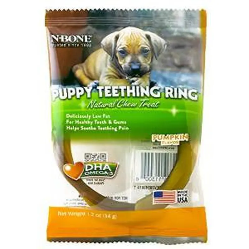 N-Bone Puppy Teething Ring Pumpkin Flavor Single 12 Count 